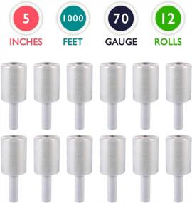 img 3 attached to 12 Pack 5In X 1000Ft 70 Gauge Extra Thick Clear Mini Hand Stretch Wrap Rolls With Handle - Perfect For Moving & Storage!