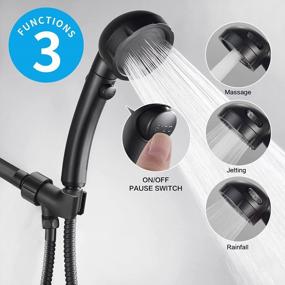 img 3 attached to Experience Ultimate Shower Comfort With KAIYING High-Pressure Handheld Shower Head - With ON/OFF Pause Switch, 3 Spray Modes, Hose, And Angle Bracket (Black)