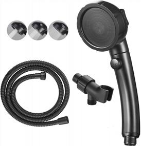 img 4 attached to Experience Ultimate Shower Comfort With KAIYING High-Pressure Handheld Shower Head - With ON/OFF Pause Switch, 3 Spray Modes, Hose, And Angle Bracket (Black)