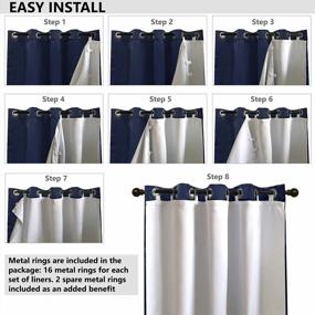 img 1 attached to 2-Panel Thermal Insulated Blackout Curtain Liner Set - 50X58In, Off White Panel + Rings Included