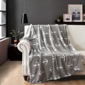 img 3 attached to MarCielo Lap Fleece Blanket, 50X60 Inches Anchor Grey Throw - Ideal For Cozy Nights