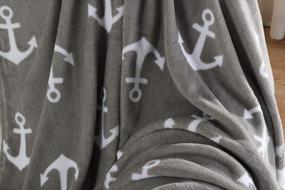 img 1 attached to MarCielo Lap Fleece Blanket, 50X60 Inches Anchor Grey Throw - Ideal For Cozy Nights