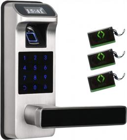img 4 attached to Satin Nickel HARFO Fingerprint Door Lock With Touchscreen, OLED Display, And Keypad - Keyless Entry And Passcode Door Lock For Home And Office Security