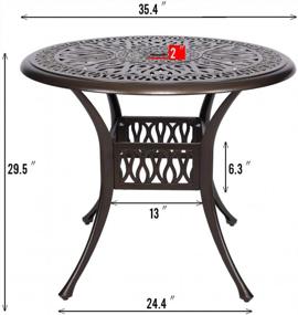 img 1 attached to Литой алюминиевый обеденный набор в стиле ретро: круглый стол и 4 стула для патио на открытом воздухе от Puluomis 35