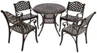 retro cast aluminum dining set: round table and 4 chairs for outdoor patio by puluomis 35 logo