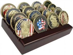 img 1 attached to 🪙 Premium Wood Stand Coin Holder: Display 12-16 Coins - US Army Military Collectible Challenge Coin Case