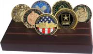 🪙 premium wood stand coin holder: display 12-16 coins - us army military collectible challenge coin case логотип