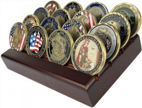 img 2 attached to 🪙 Premium Wood Stand Coin Holder: Display 12-16 Coins - US Army Military Collectible Challenge Coin Case