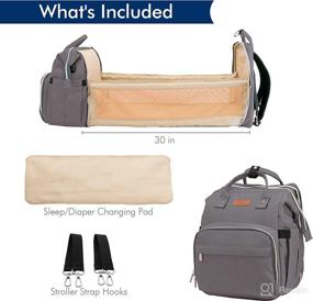 img 3 attached to 🎒 Grey 3 in 1 Diaper Bag Backpack with USB Charging Port, Bassinet, Changing Pad, & More