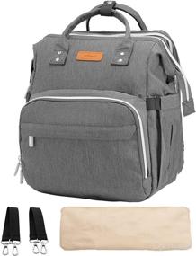 img 4 attached to 🎒 Grey 3 in 1 Diaper Bag Backpack with USB Charging Port, Bassinet, Changing Pad, & More
