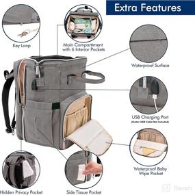 img 1 attached to 🎒 Grey 3 in 1 Diaper Bag Backpack with USB Charging Port, Bassinet, Changing Pad, & More