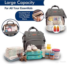 img 2 attached to 🎒 Grey 3 in 1 Diaper Bag Backpack with USB Charging Port, Bassinet, Changing Pad, & More
