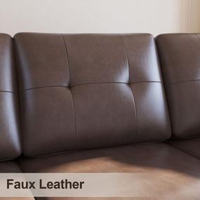 img 1 attached to Brown Faux Leather L-Shaped Convertible Sectional Sofa Couch For Small Apartments By HONBAY