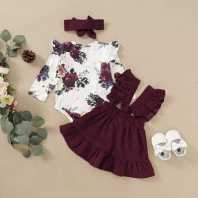 img 2 attached to Adorable Long Sleeve Ruffle Romper Top & Infant Skirt Set For Your Little Girl