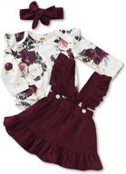 adorable long sleeve ruffle romper top & infant skirt set for your little girl logo