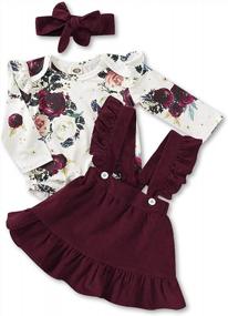 img 4 attached to Adorable Long Sleeve Ruffle Romper Top & Infant Skirt Set For Your Little Girl