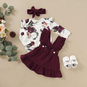 img 3 attached to Adorable Long Sleeve Ruffle Romper Top & Infant Skirt Set For Your Little Girl