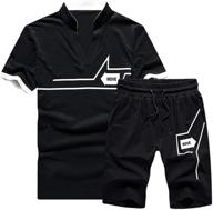 lavnis men's athletic sports set: casual tracksuit t-shirt and shorts for running and jogging logo