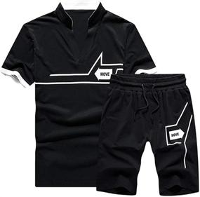 img 4 attached to Lavnis Men'S Athletic Sports Set: Casual Tracksuit T-Shirt And Shorts For Running And Jogging