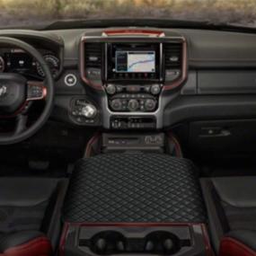 img 2 attached to 🔝 D-Lumina Center Console Armrest Cover for Dodge Ram 1500 2500 3500 2009-2018 - Upgraded Anti-Slip Cushion in Black PU Leather