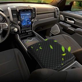 img 3 attached to 🔝 D-Lumina Center Console Armrest Cover for Dodge Ram 1500 2500 3500 2009-2018 - Upgraded Anti-Slip Cushion in Black PU Leather