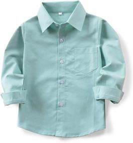 img 4 attached to 👕 OCHENTA Boys' Oxford Shirt - Buttoned Short Sleeve Top for Clothing, Tees, and Shirts