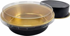 img 2 attached to 8 Oz. Colored Smooth Wall Dessert Pan With Lids - Pack Of 100 (Black And Gold) By KitchenDance - Perfect For Individual Cakes, Tarts Pies And Flan #A42