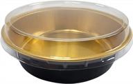 8 oz. colored smooth wall dessert pan with lids - pack of 100 (black and gold) by kitchendance - perfect for individual cakes, tarts pies and flan #a42 logo