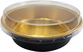 img 4 attached to 8 Oz. Colored Smooth Wall Dessert Pan With Lids - Pack Of 100 (Black And Gold) By KitchenDance - Perfect For Individual Cakes, Tarts Pies And Flan #A42