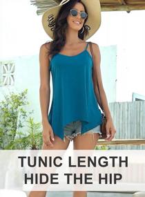 img 1 attached to Miusey Women'S Flowy Tunic Tank Tops With Handkerchief Hem And Adjustable Spaghetti Straps - Casual Summer Camisoles In Long Lengths