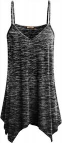 img 4 attached to Miusey Women'S Flowy Tunic Tank Tops With Handkerchief Hem And Adjustable Spaghetti Straps - Casual Summer Camisoles In Long Lengths