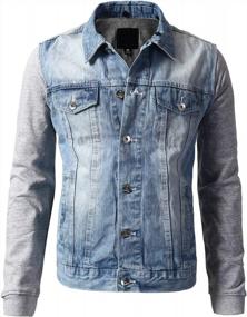 img 3 attached to Stay Fashionable And Cozy With URBANCREWS Men'S Hipster Denim Jacket - Featuring Fleece Lining And Attached Hood - Size LSB-XXL