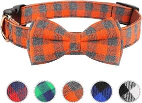 img 4 attached to 🐶 Vaburs Dog Bow Tie: Light Plaid Collar for Dogs and Cats, Soft and Adjustable for Comfortable Pets