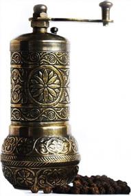img 4 attached to Refillable Turkish Pepper Mill With 4.2 Inch Manual Crank Handle - Antique Gold Spice Grinder By Bazaar Anatolia