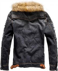 img 3 attached to Stay Cozy And Stylish With Tebreux Men'S Denim Fleece Jacket With Faux Fur Collar And Sherpa Lining