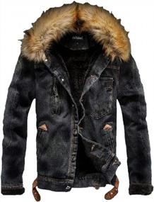 img 4 attached to Stay Cozy And Stylish With Tebreux Men'S Denim Fleece Jacket With Faux Fur Collar And Sherpa Lining