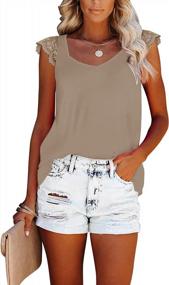 img 4 attached to Minclouse Women'S Short Sleeve Lace Tank Tops Cute Casual Square V Neck Camis Tees