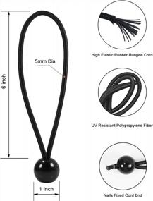 img 3 attached to Защитите свой груз с помощью Joneaz Black Ball Bungees - 50 пакетов 4-дюймовых стяжных шнуров с 1-дюймовым шариком и устойчивостью к ультрафиолетовому излучению