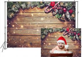 img 4 attached to Запечатлейте волшебные моменты с помощью HUAYI 7X5Ft Рождественский деревянный фон для фотосъемки