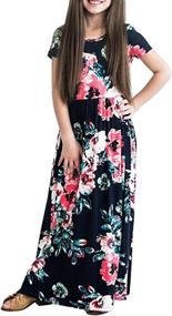img 3 attached to 🌸 YIJODM Flower Printed Pockets Holiday Girls' Clothing: Lovely Dresses for Stylish Vacations