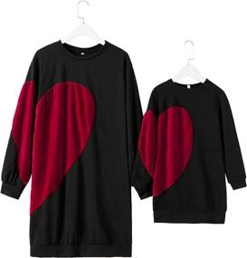 img 4 attached to Mom And Daughter Matching Valentine'S Day Outfits - PopReal Love Heart Shirt Dress Long Sleeve