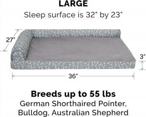 img 3 attached to Furhaven Large Memory Foam Dog Bed Plush & Almond Print L Shaped Chaise W/ Removable Washable Cover - Gray Almonds, Large