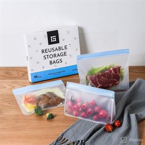 img 3 attached to Gridlabs Reusable Storage Bags: Premium Set of 10 Leakproof Food Bags for Lunch, Sandwiches, and Kids Snacks - Extra Thick, Food Safe Material - Freezer Friendly