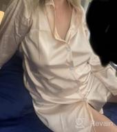 img 1 attached to Satin Silk Button Down Nightgown For Women - 3/4 Sleeve Sleepshirt By SWOMOG review by Buffy Foley
