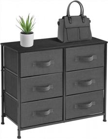 img 4 attached to Sorbus Dresser With 6 Drawers - Furniture Storage Tower Unit For Bedroom, Hallway, Closet, Office Organization - Steel Frame, Wood Top, Easy Pull Fabric Bins (6 Drawer - Black)