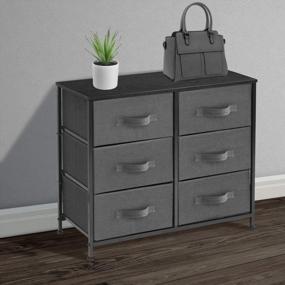 img 3 attached to Sorbus Dresser With 6 Drawers - Furniture Storage Tower Unit For Bedroom, Hallway, Closet, Office Organization - Steel Frame, Wood Top, Easy Pull Fabric Bins (6 Drawer - Black)