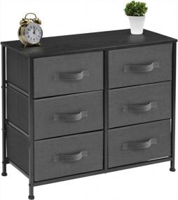 img 1 attached to Sorbus Dresser With 6 Drawers - Furniture Storage Tower Unit For Bedroom, Hallway, Closet, Office Organization - Steel Frame, Wood Top, Easy Pull Fabric Bins (6 Drawer - Black)
