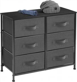 img 2 attached to Sorbus Dresser With 6 Drawers - Furniture Storage Tower Unit For Bedroom, Hallway, Closet, Office Organization - Steel Frame, Wood Top, Easy Pull Fabric Bins (6 Drawer - Black)