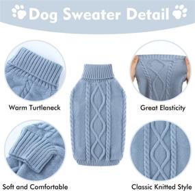 img 1 attached to Haze Blue Dog Sweater Winter Puppy Clothes: Turtleneck Knit for Warmth, Christmas Pet Apparel for Small-Medium Dogs