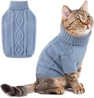 haze blue dog sweater winter puppy clothes: turtleneck knit for warmth, christmas pet apparel for small-medium dogs logo